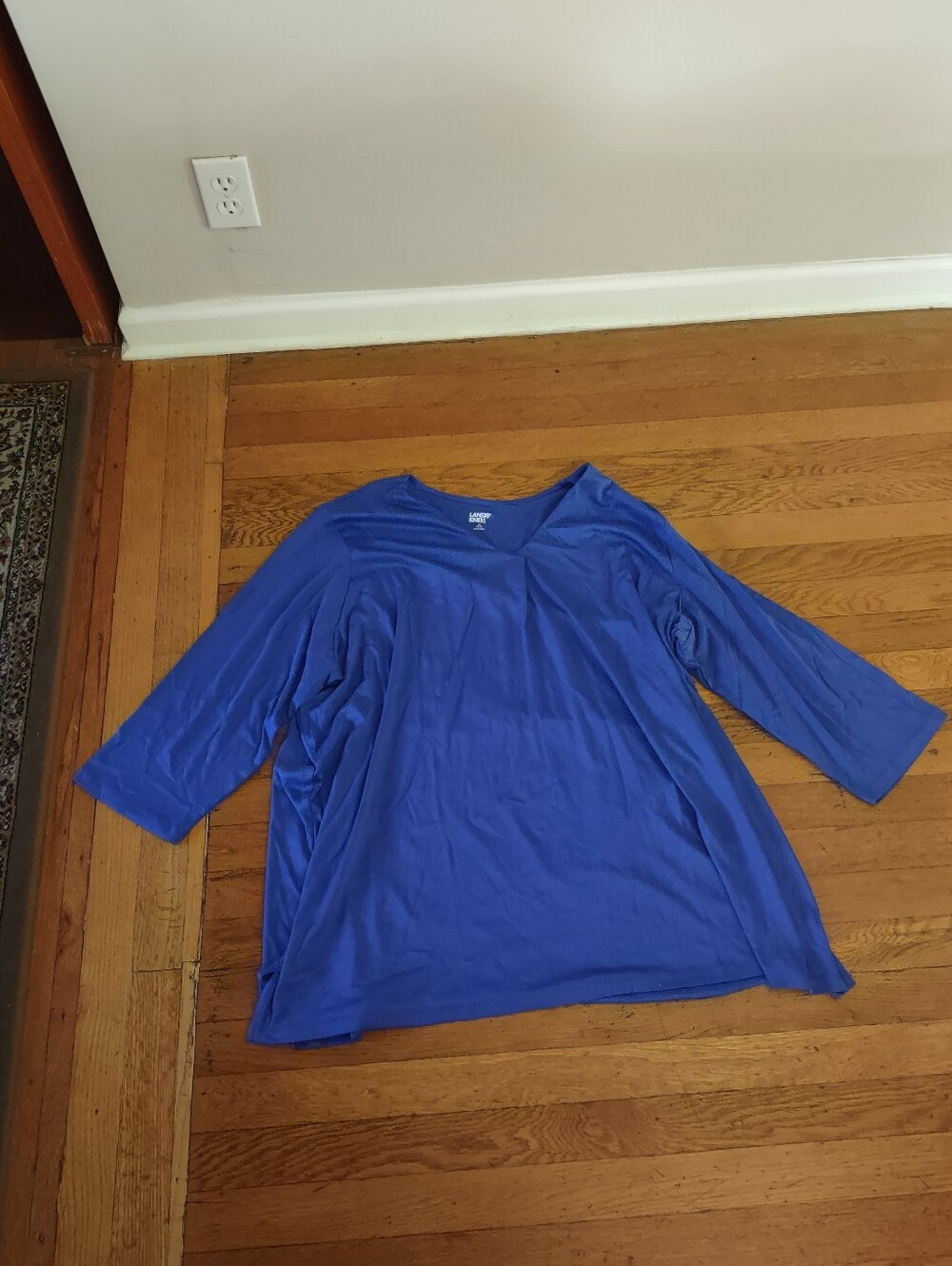 NWOT land's end cobalt blue long sleeved cotton blend UPF protection shirt XXL